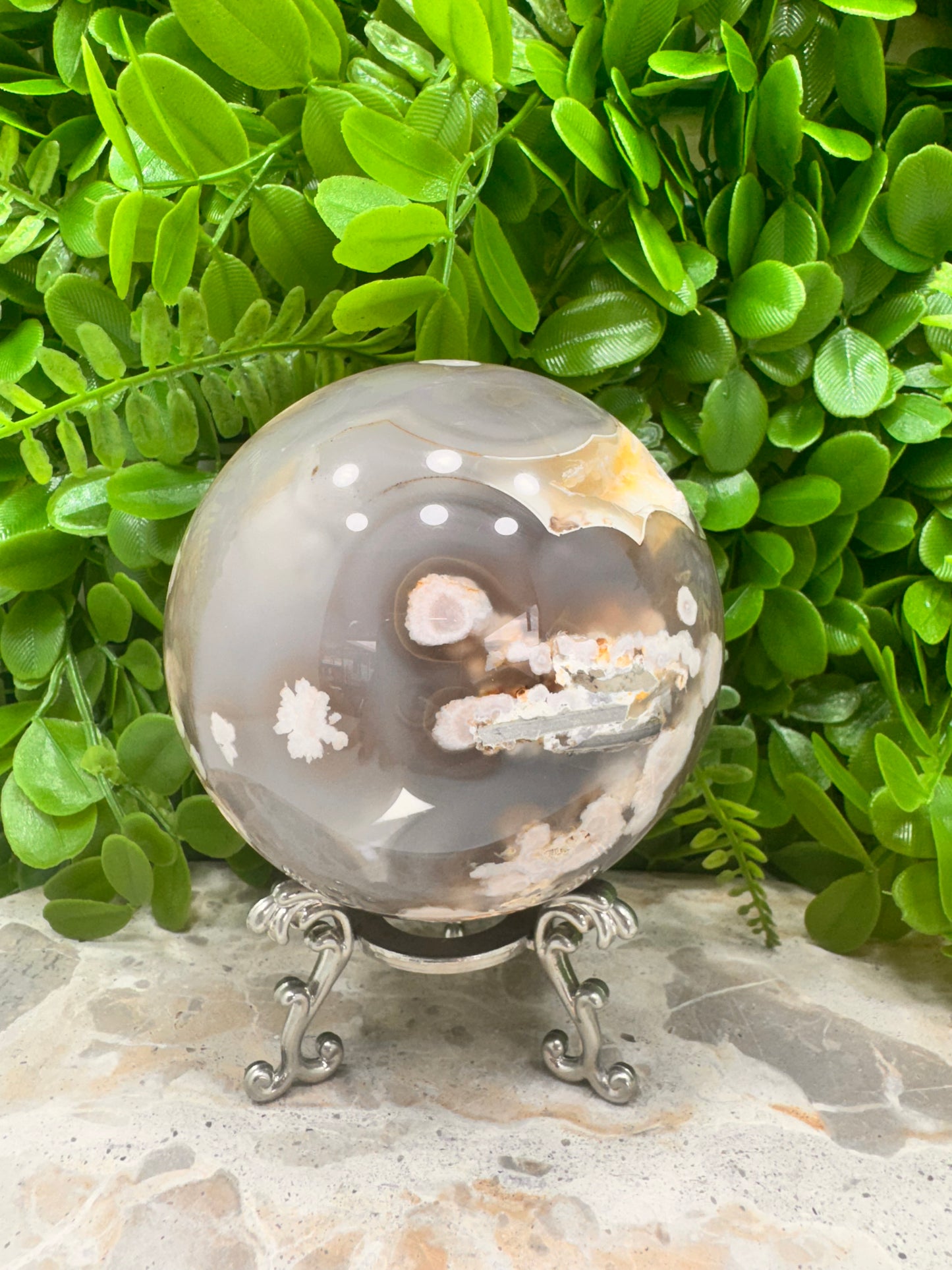 Flower Agate Sphere 1314g