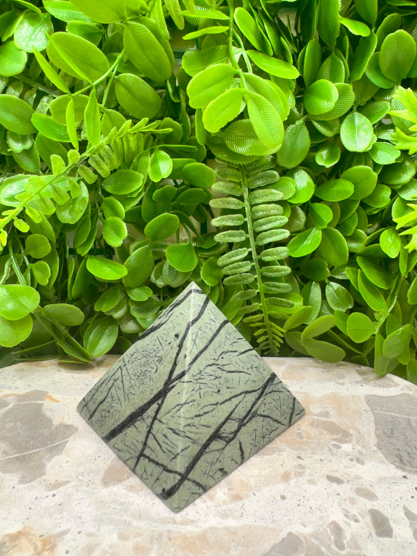 Black Vein Serpentine Pyramid 394g
