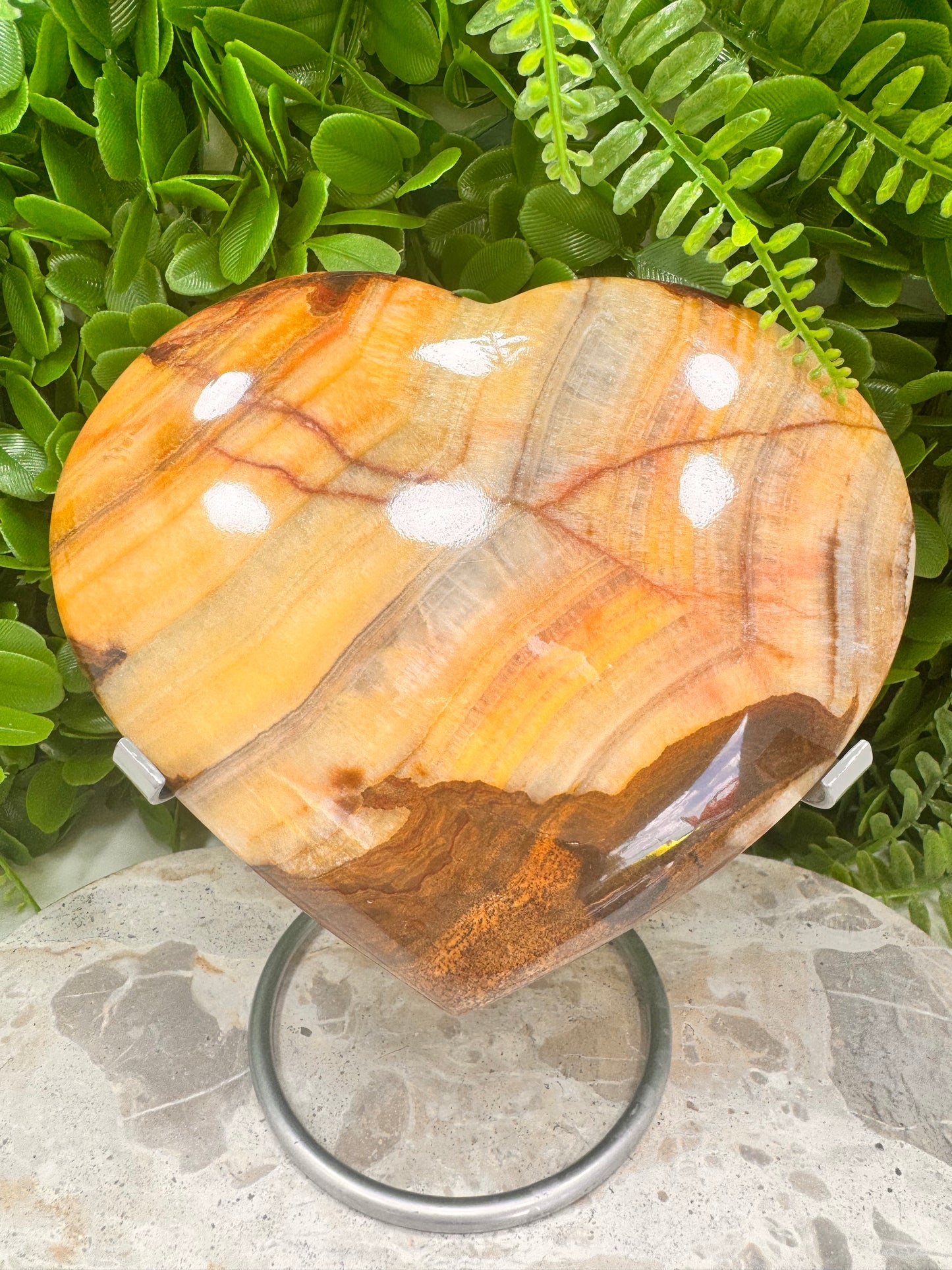 Peach Banded Calcite Heart 1060g