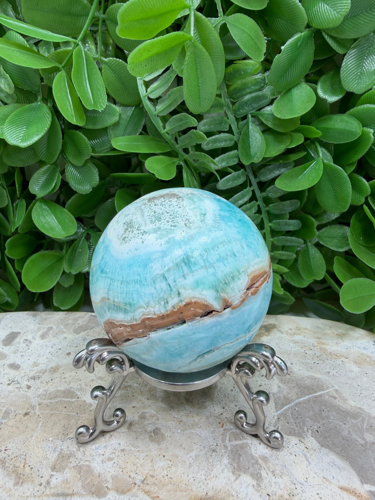 Blue Smithsonite Sphere | Calm • Compassion • Emotional Healing