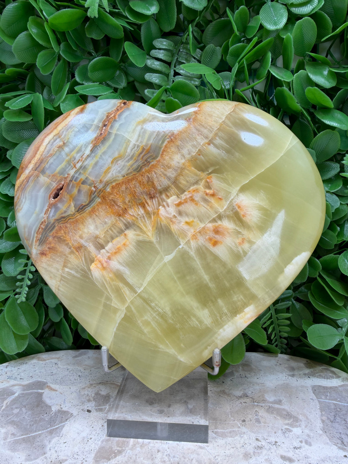 Lemon Banded Calcite Heart | Joy • Confidence • Motivation