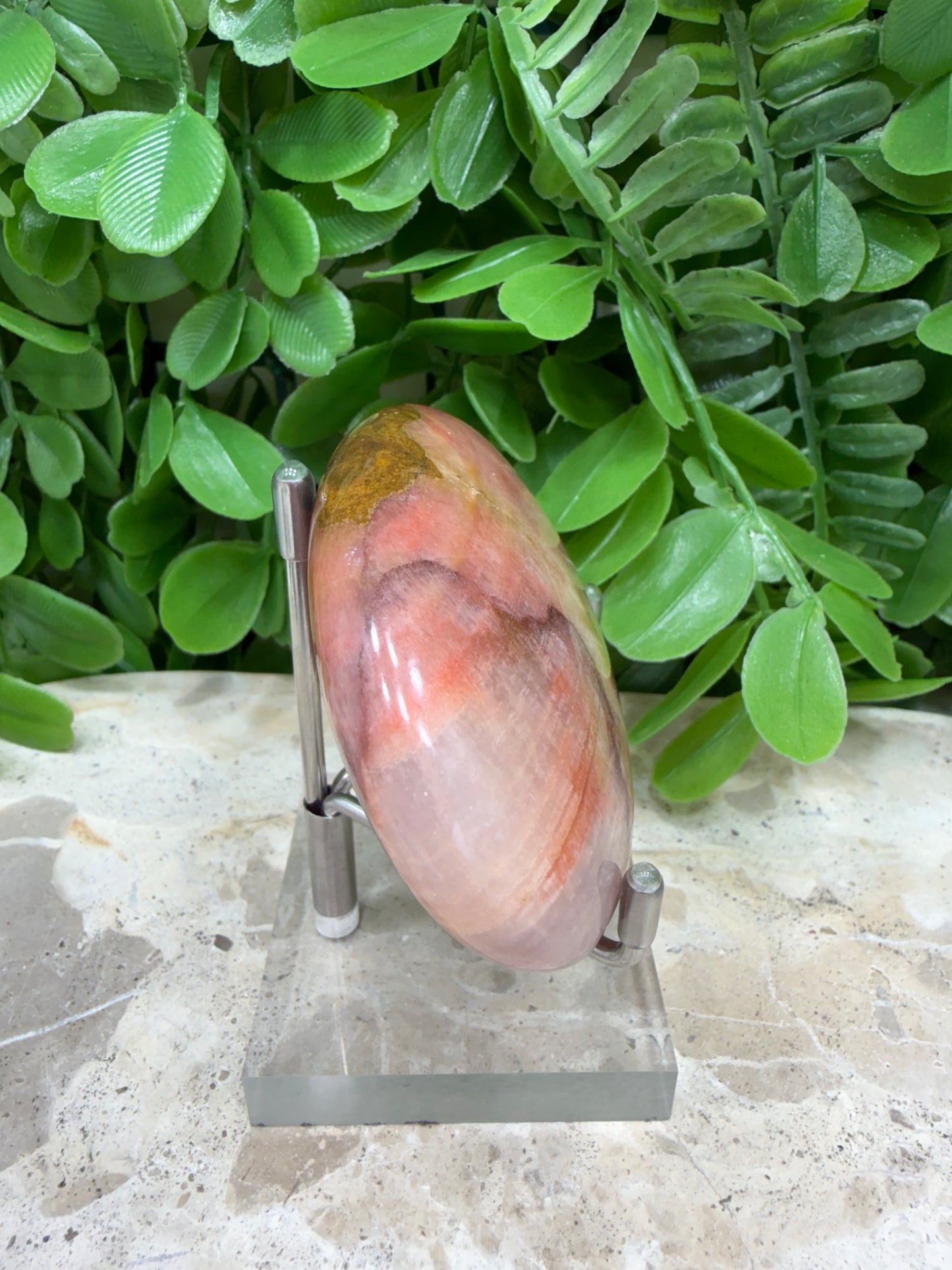 Peach Banded Calcite Palm 148g