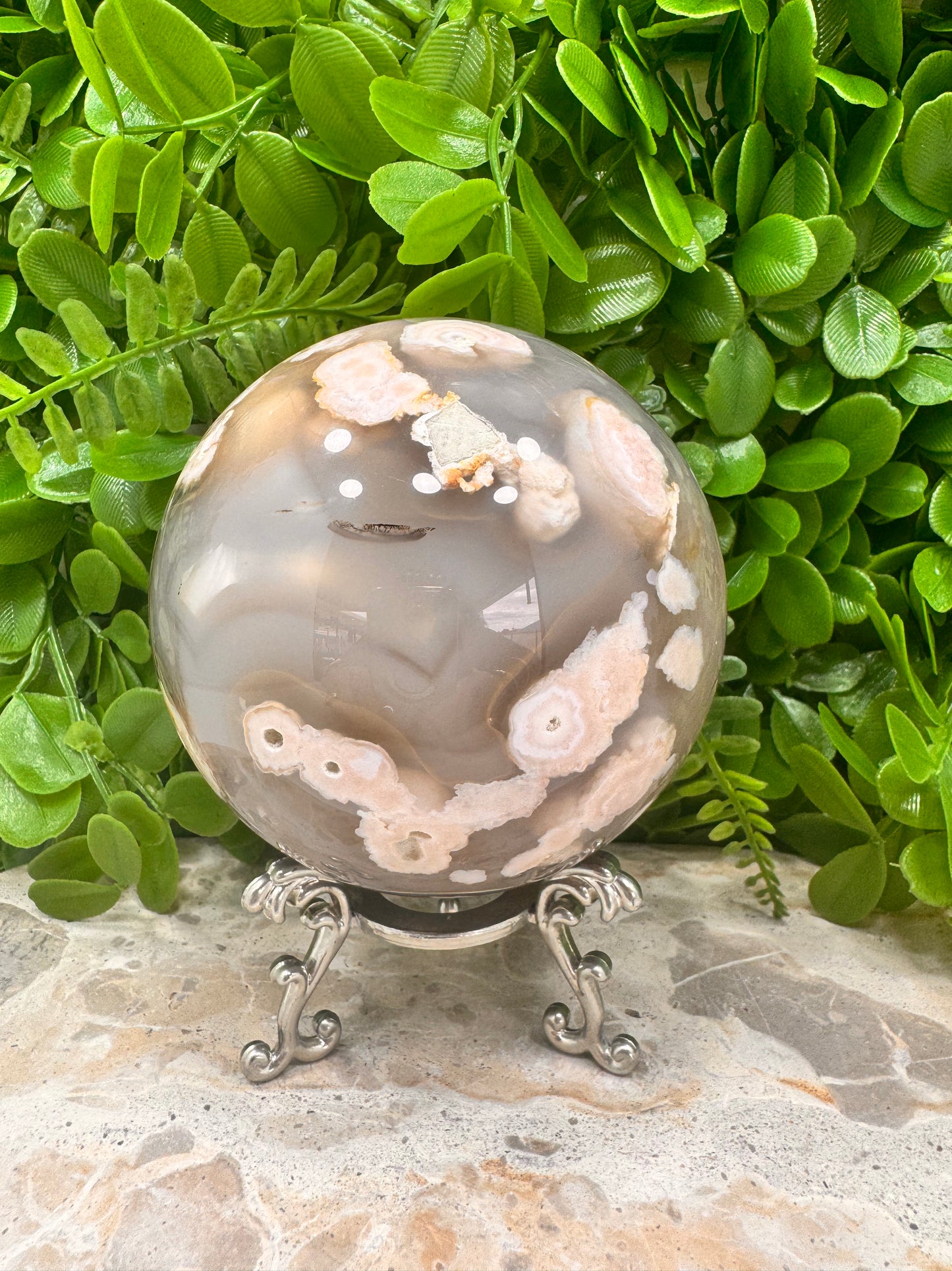 Flower Agate Sphere 1314g