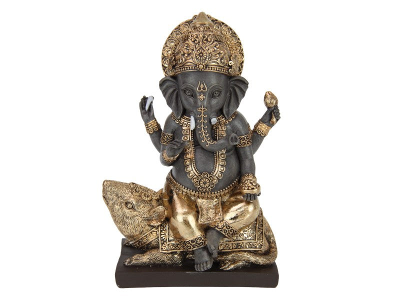 20cm Antique Ganesh on Rat