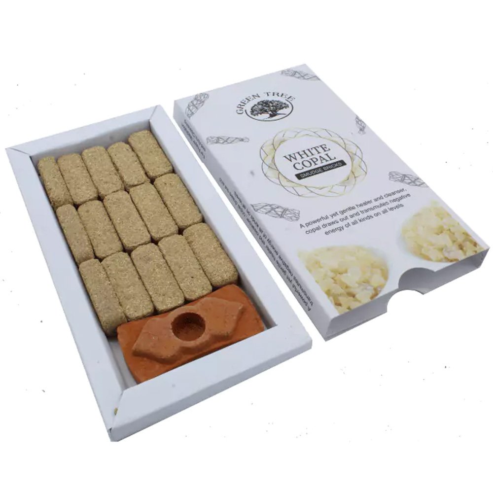 White Copal Incense 15 Smudge Bricks Green Tree