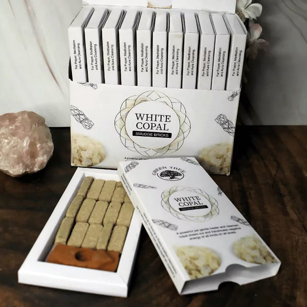 White Copal Incense 15 Smudge Bricks Green Tree