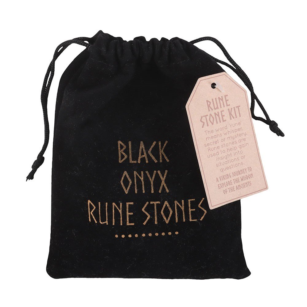 Black Obsidian Viking Rune Stones Set