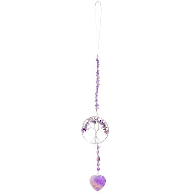 Amethyst Tree of Life + Heart Hanging