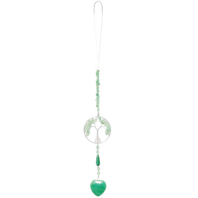 Green Aventurine Tree of Life + Heart Hanging