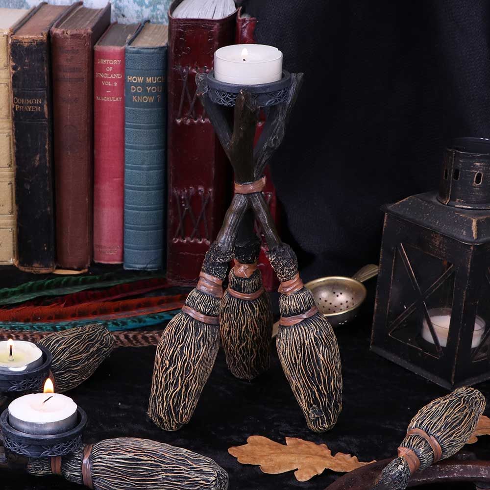 Triple Broomstick Witchcraft Tealight Holder
