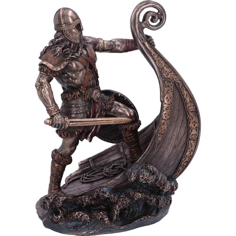 Bronzed Halvor Viking Longship Figurine