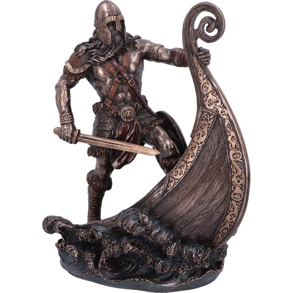 Bronzed Halvor Viking Longship Figurine