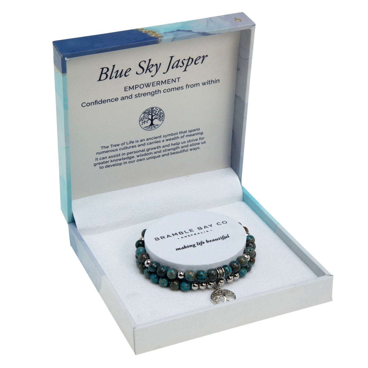 Blue Sky Jasper Tree of Life Duo Bracelet