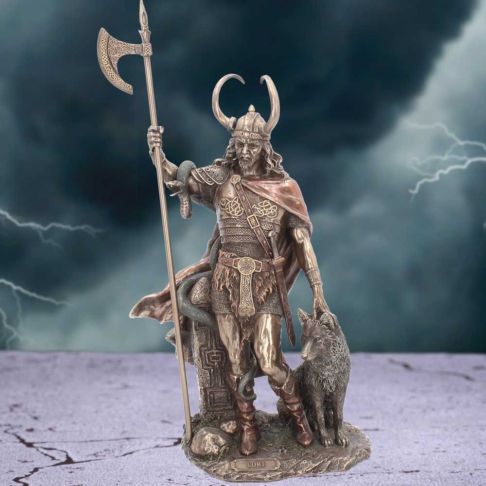 Bronzed Loki-Norse Trickster God Figurine 35cm