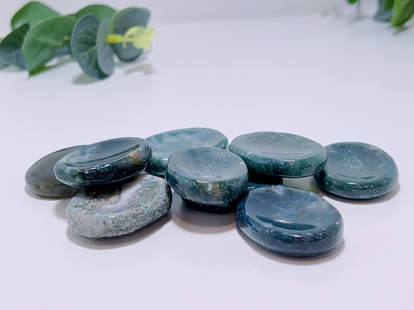 Moss Agate Worry Stone