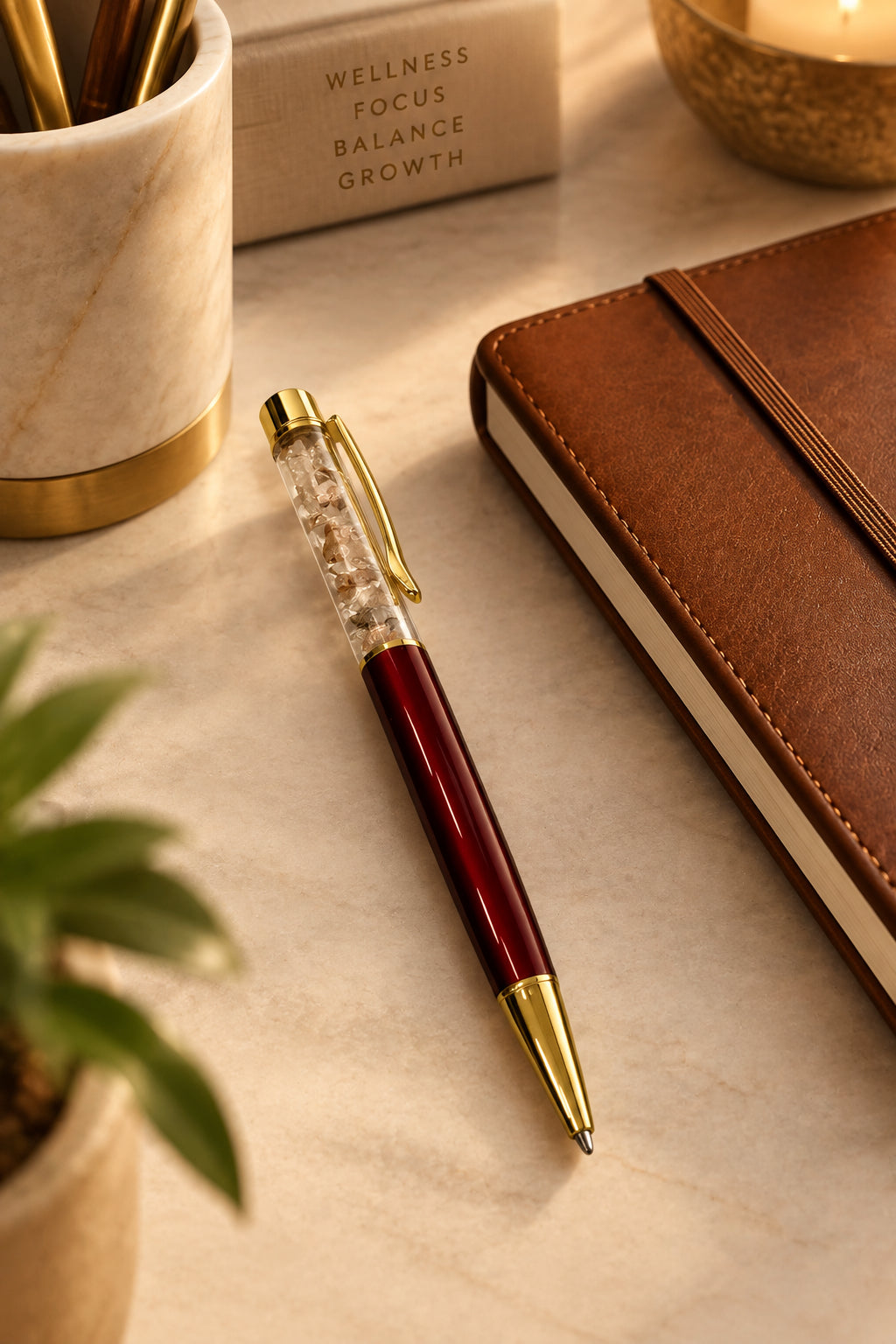Fire Quartz Premium Crystal Chip Pen