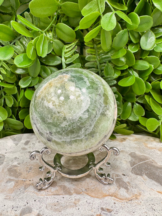 Emerald Kiwi Calcite Sphere 528g