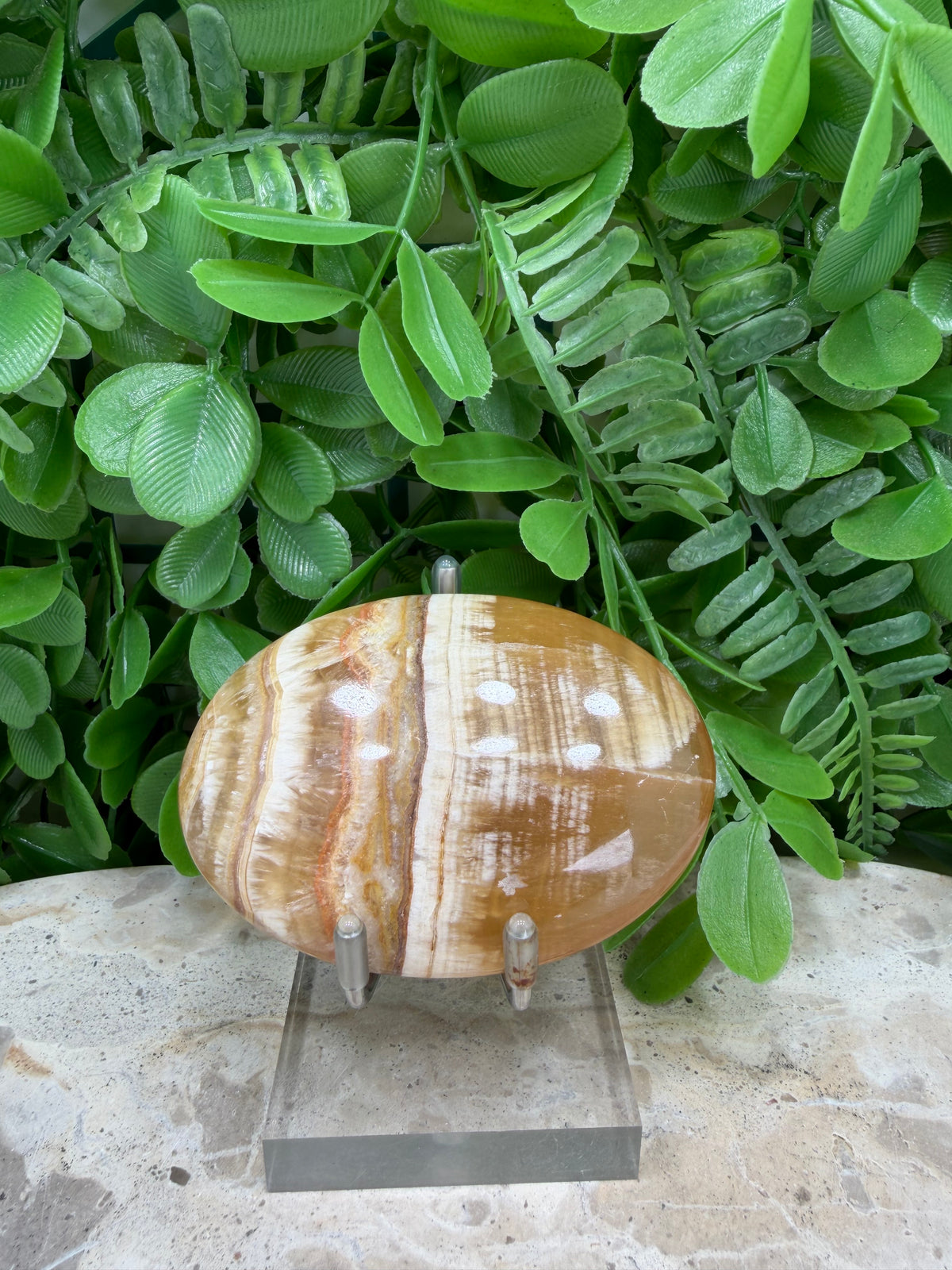 Honey Banded Calcite Palm Stone | Confidence • Motivation • Personal Power