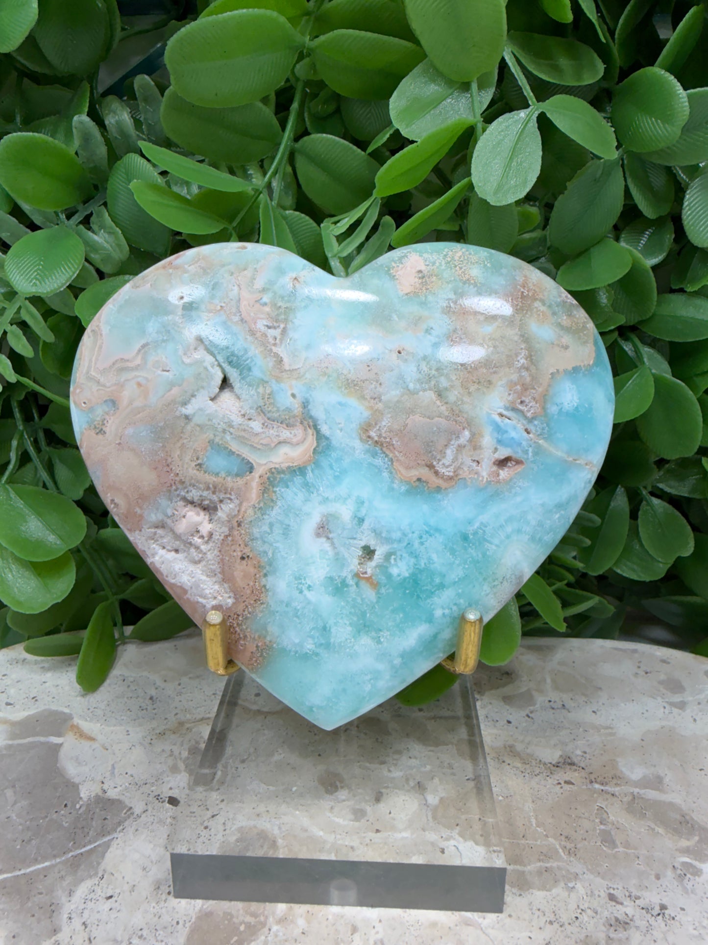 Blue Aragonite Heart 300g