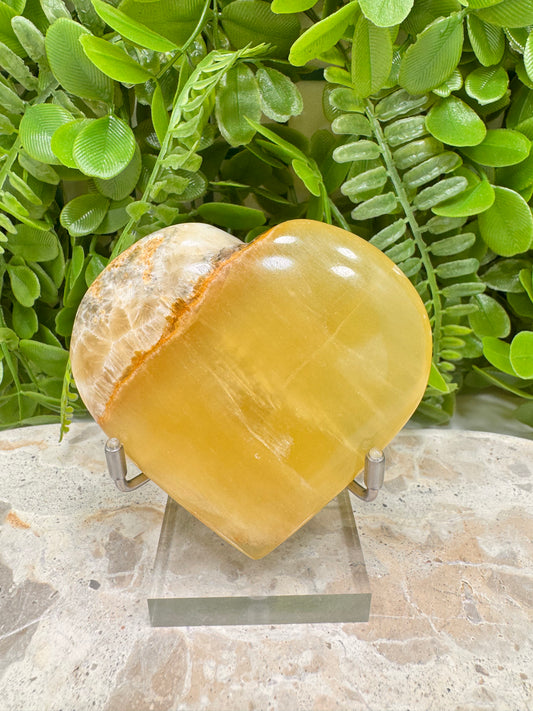 Lemon Banded Calcite Heart 208g