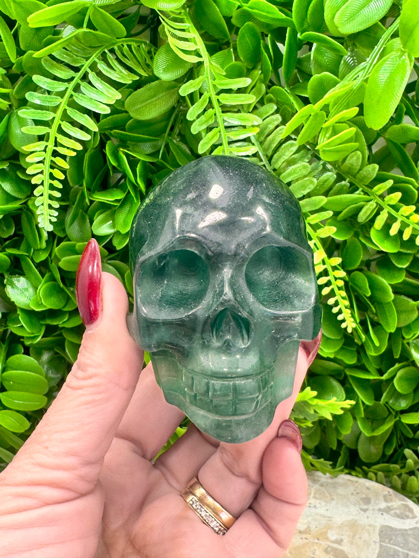 Green Fluorite Skull 522g