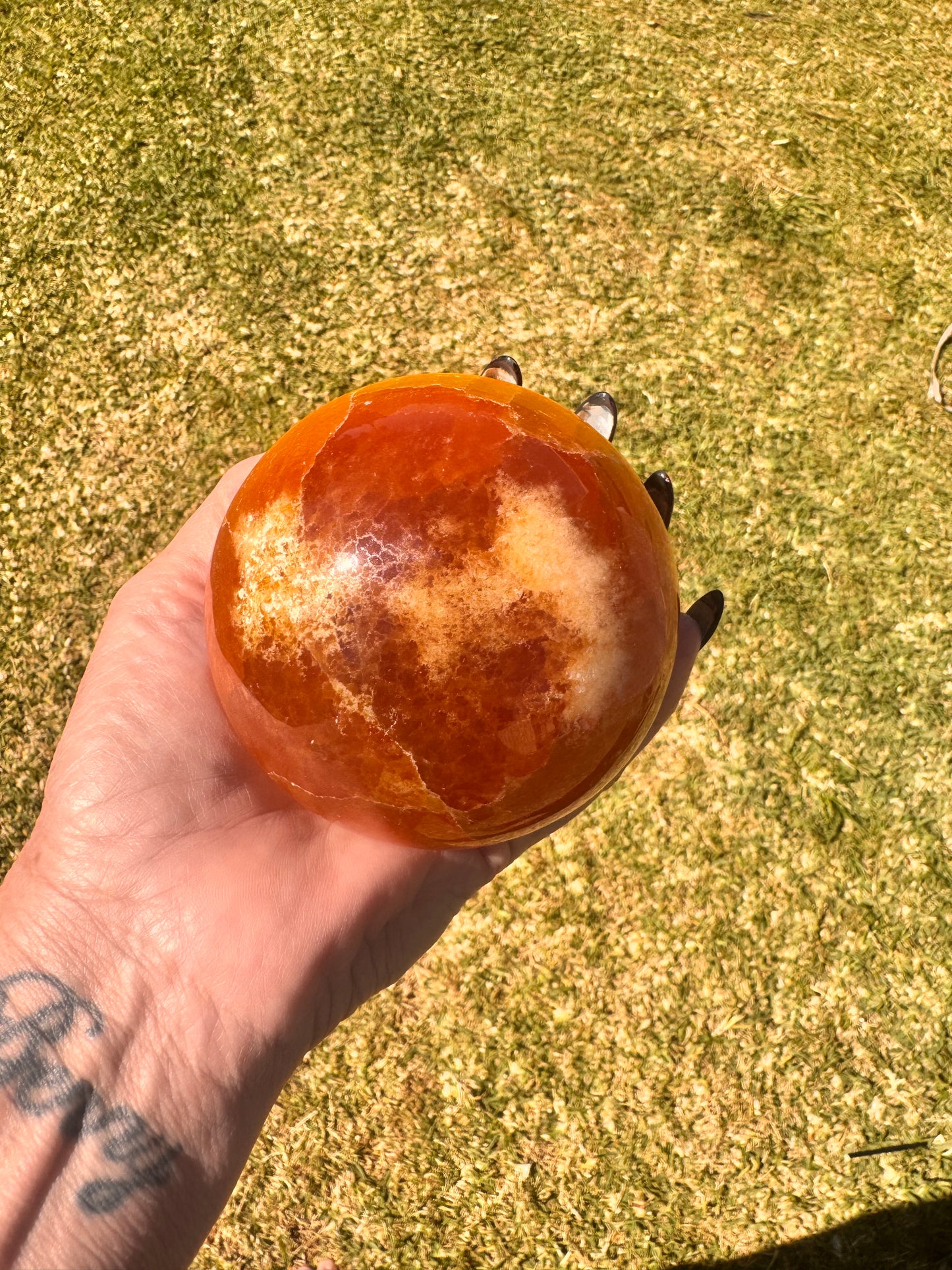 Crystalised Orange Calcite Sphere 1260g