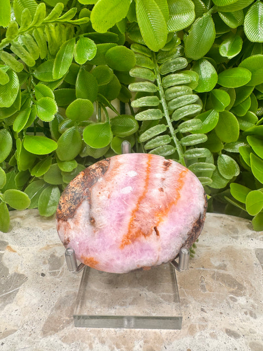 Pink Aragonite Palm Stone 132g
