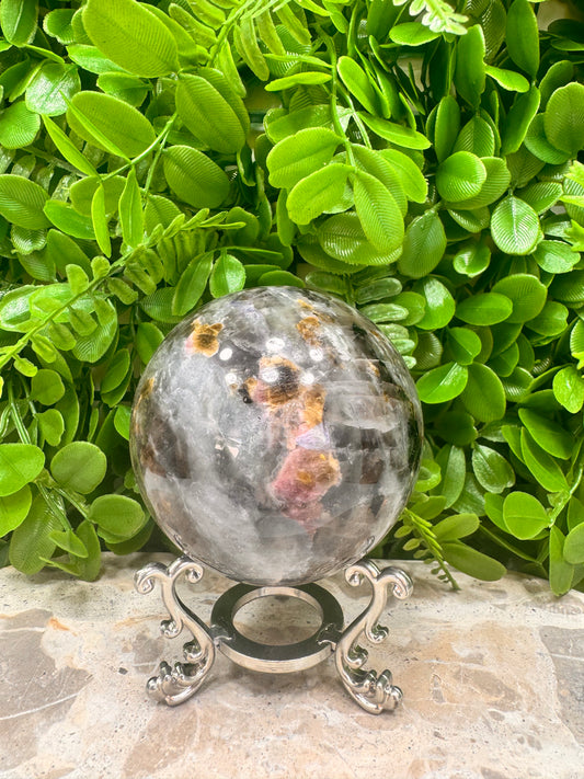 Smokey Quartz/Aquamarine/Tourmaline Sphere 716g