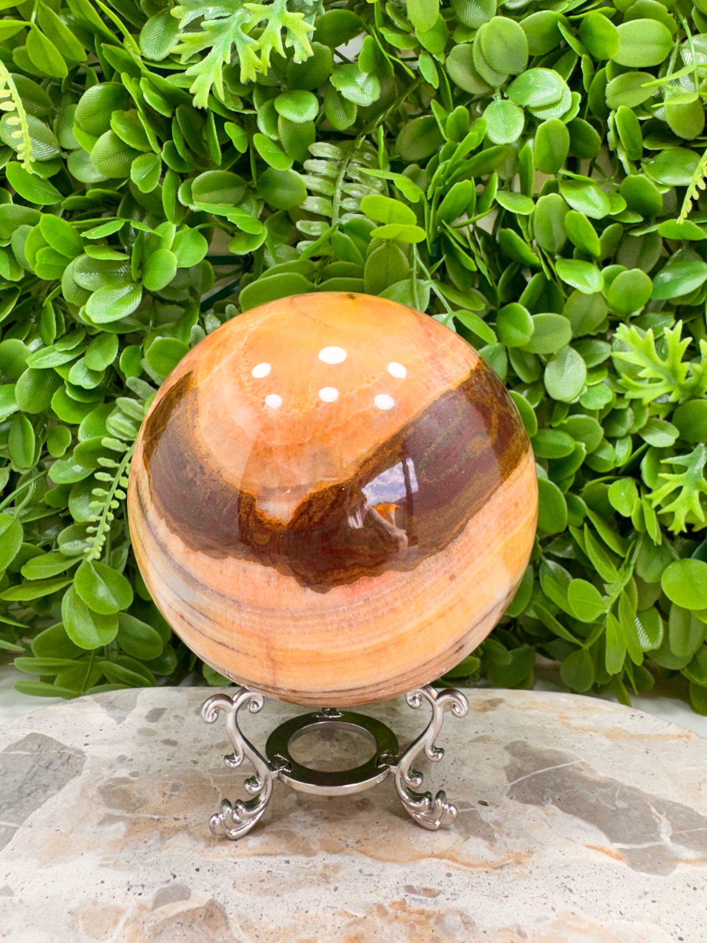 Peach Banded Calcite Sphere 2072g
