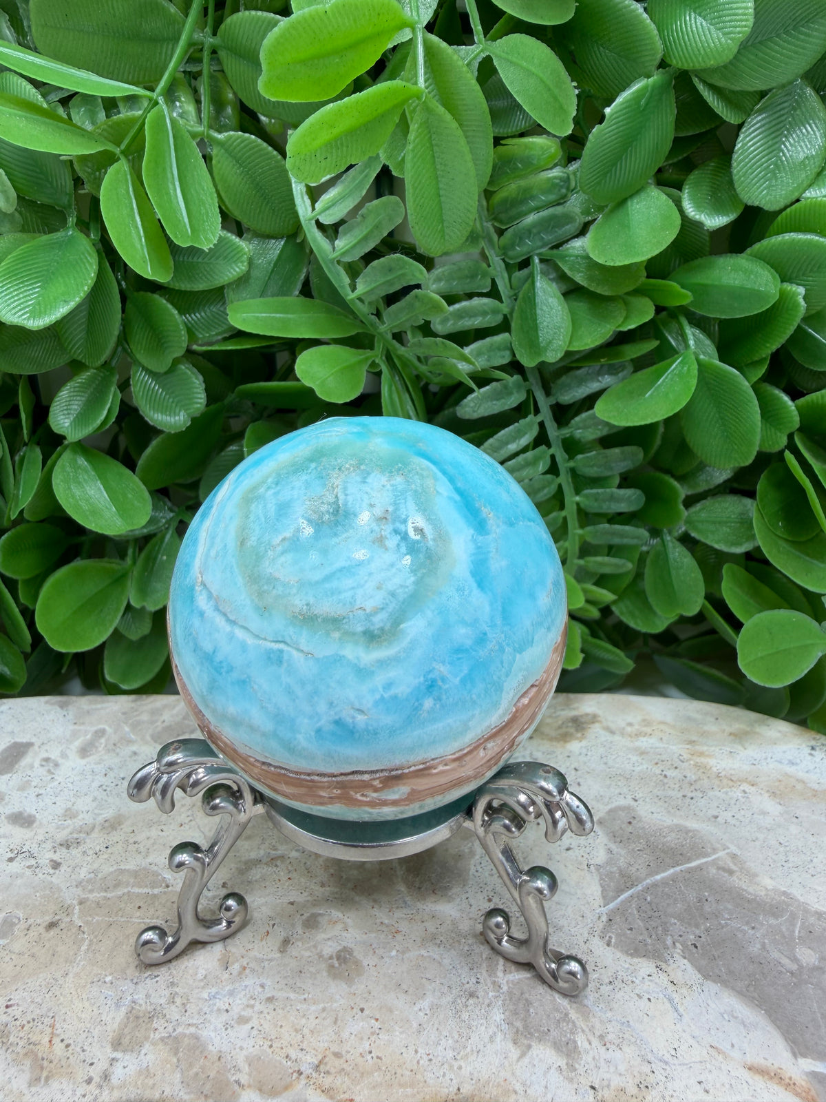 Blue Smithsonite Sphere | Calm • Compassion • Emotional Healing