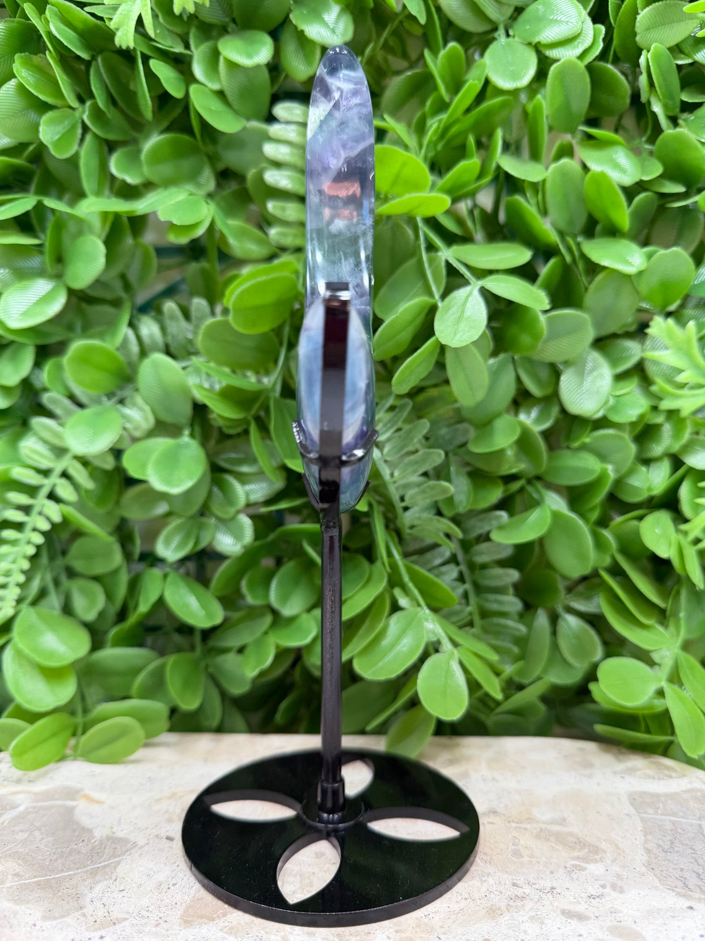 Fluorite Moon with Stand 348g