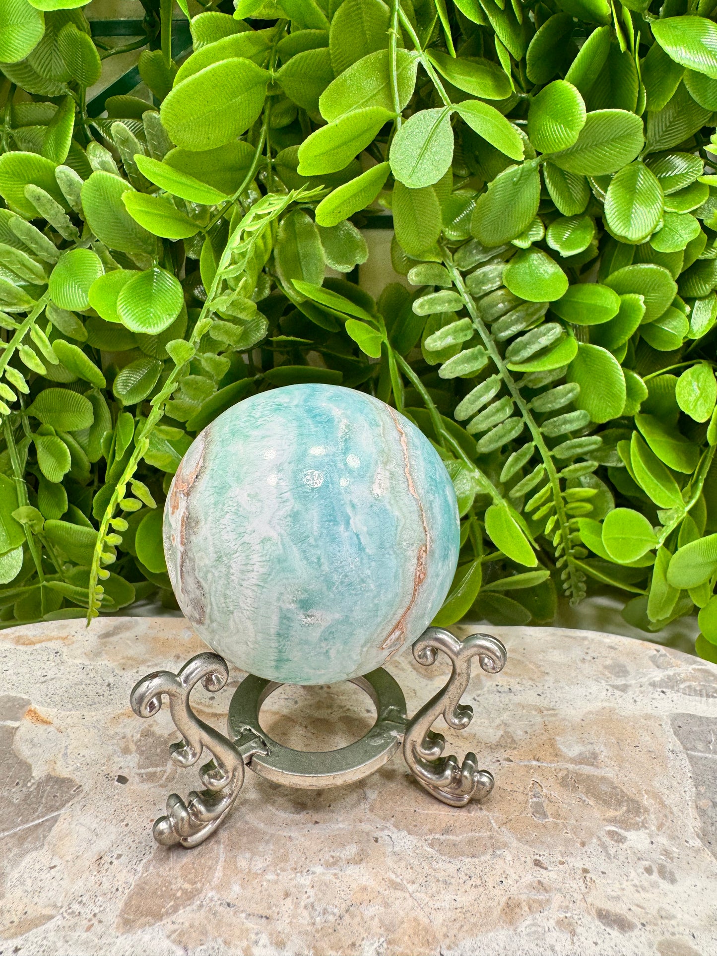 Blue Aragonite Sphere 300g