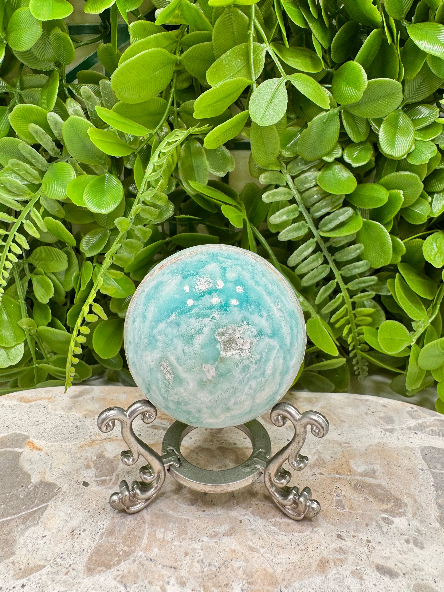 Blue Aragonite Sphere 300g
