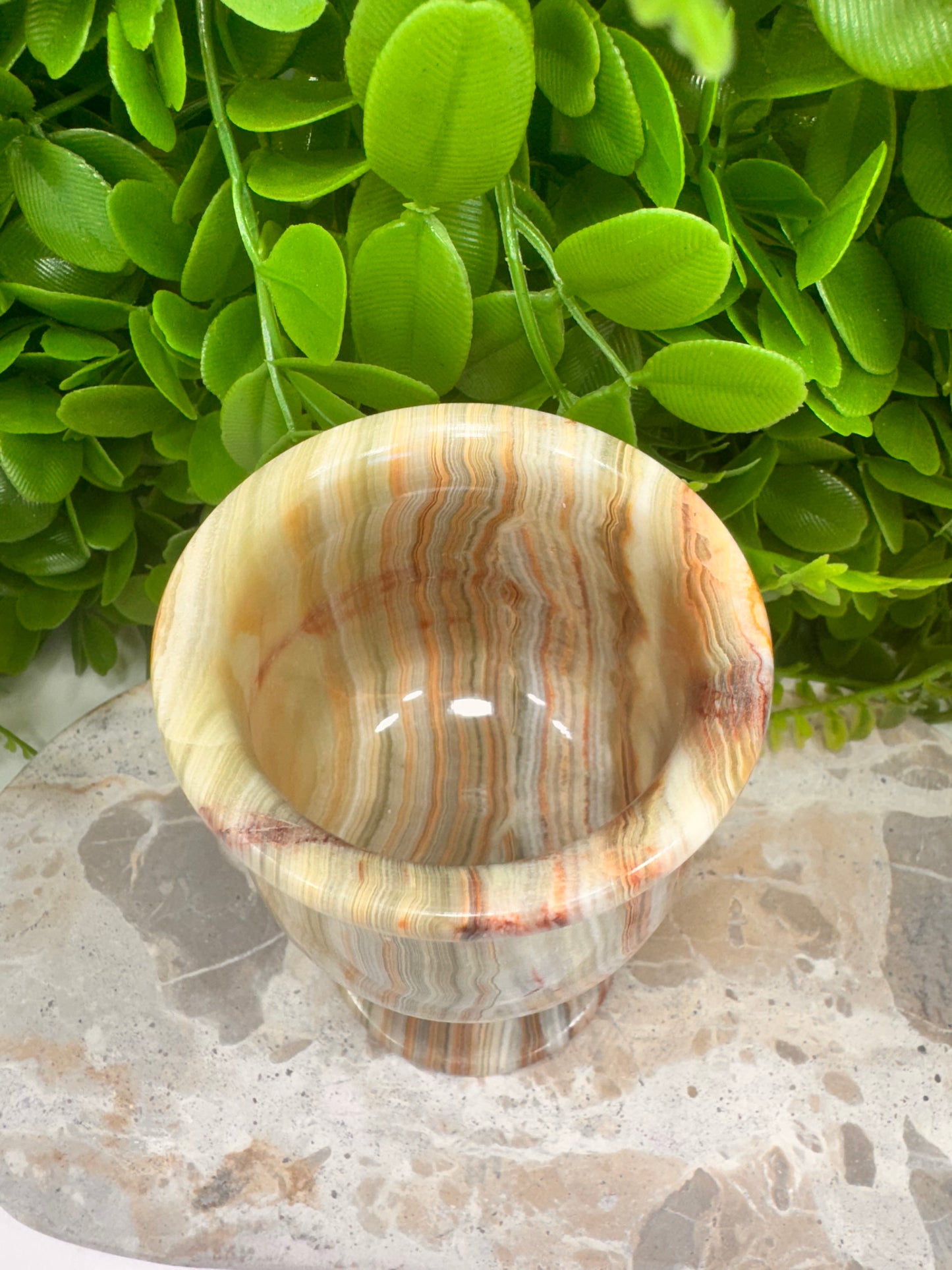 Green banded Onyx Wine Goblet 356g