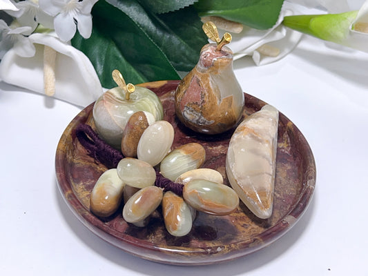 Green Banded Onyx Fruit Plate 5pce 620g