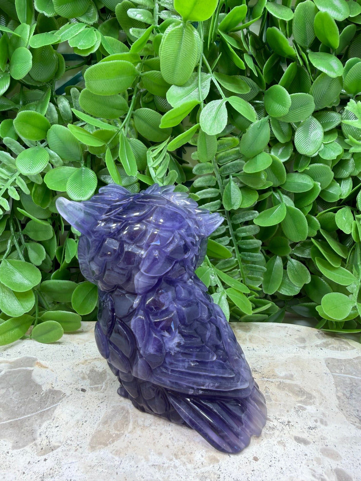 Purple Fluorite Owl 604g