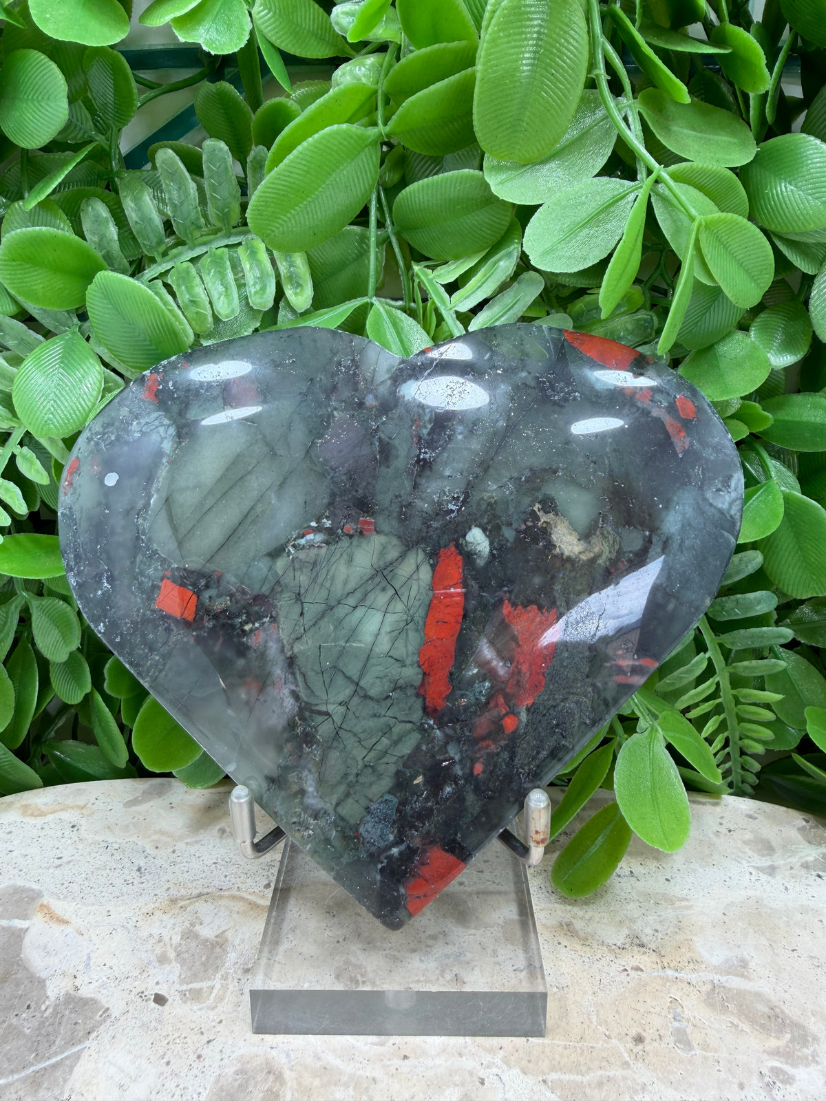 African Bloodstone Heart | Strength • Courage • Vitality