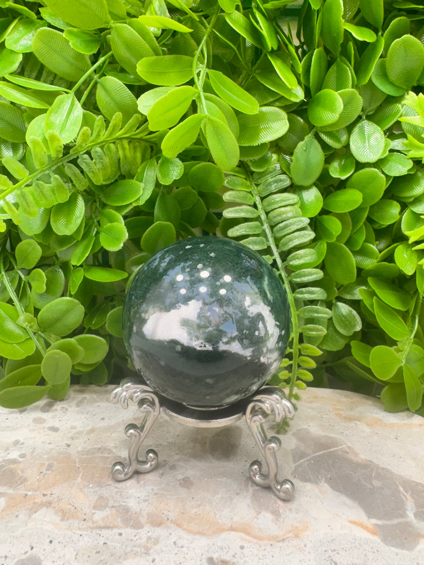 Moss Agate Sphere 388g