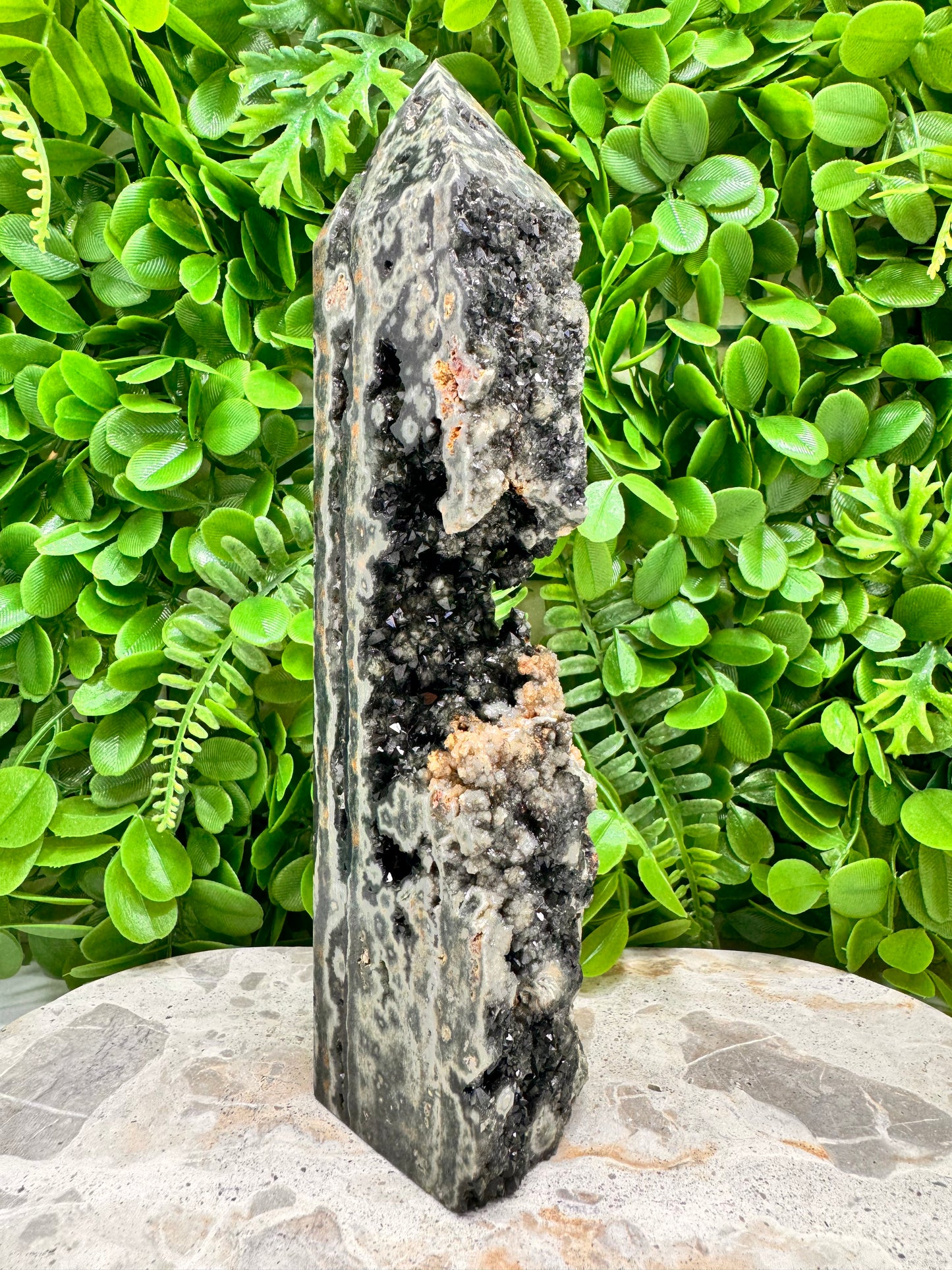 Bubble Ocean Jasper Druzy Tower Freeform 930g
