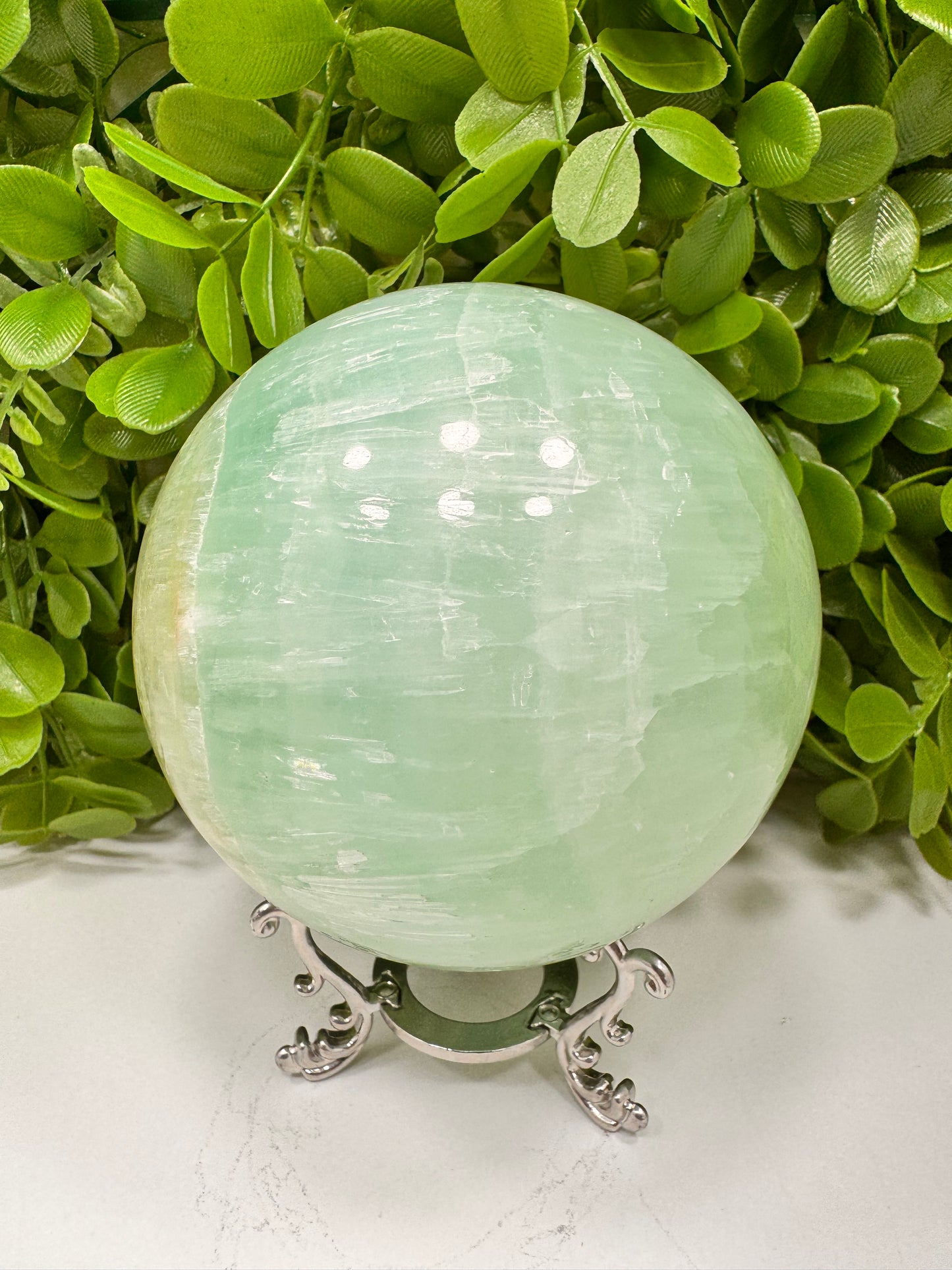 Pistachio Calcite Sphere 1814g