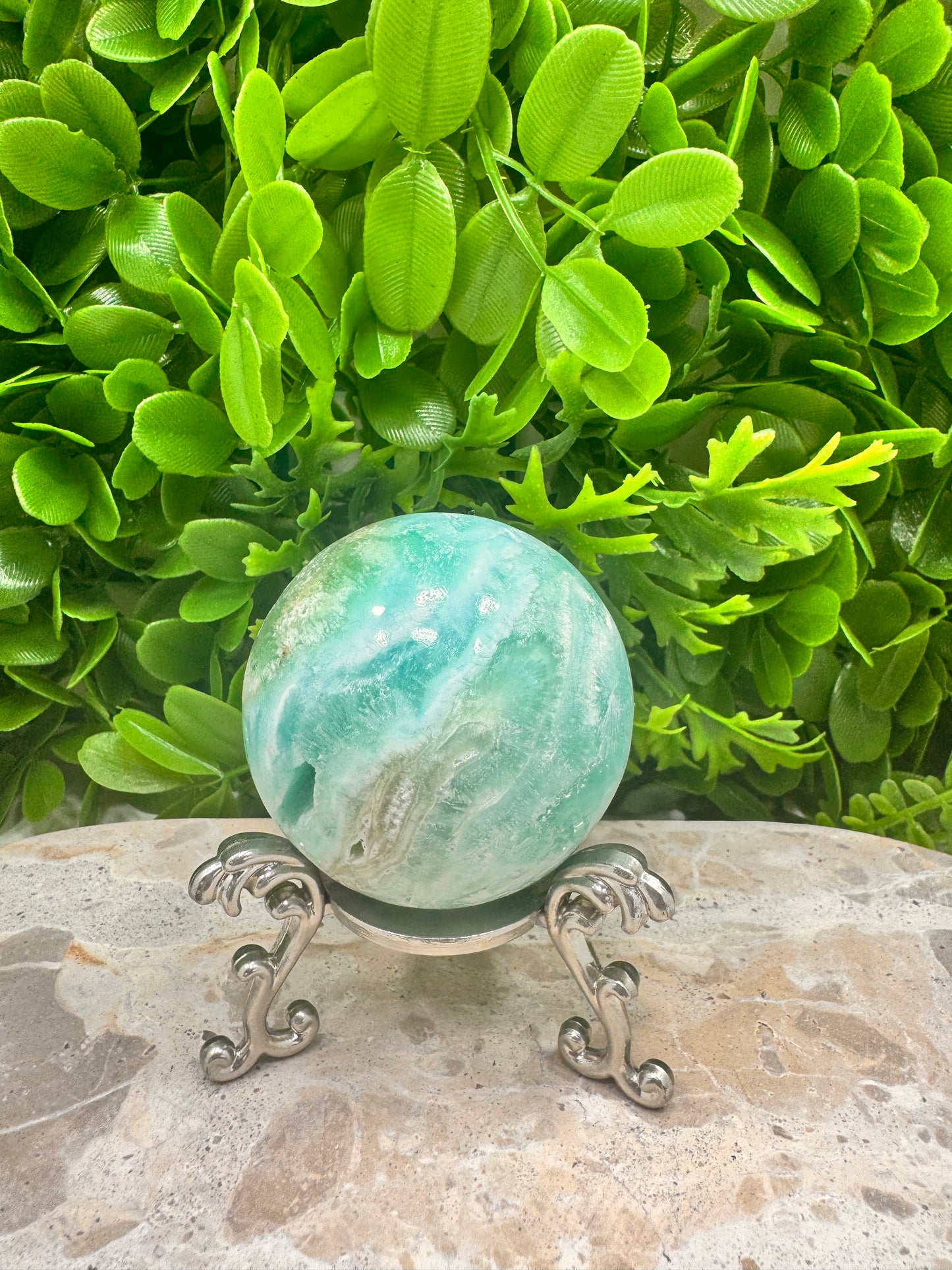 Blue Aragonite with Smithsonite Sphere 288g