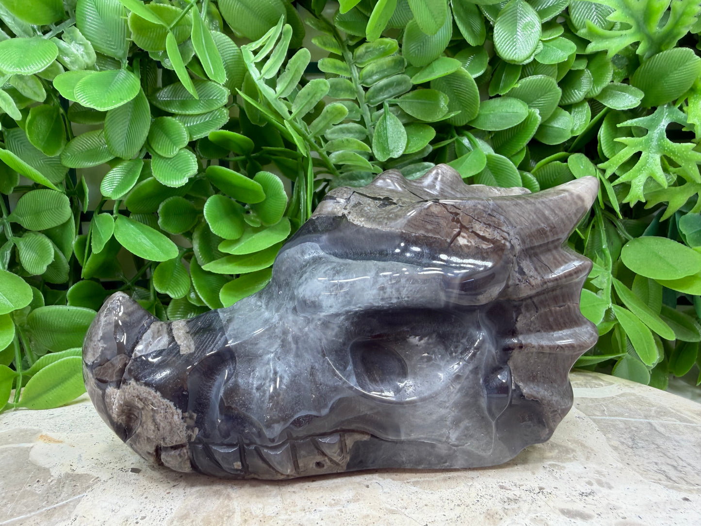 Volcanic Agate Dragon Skull 610g