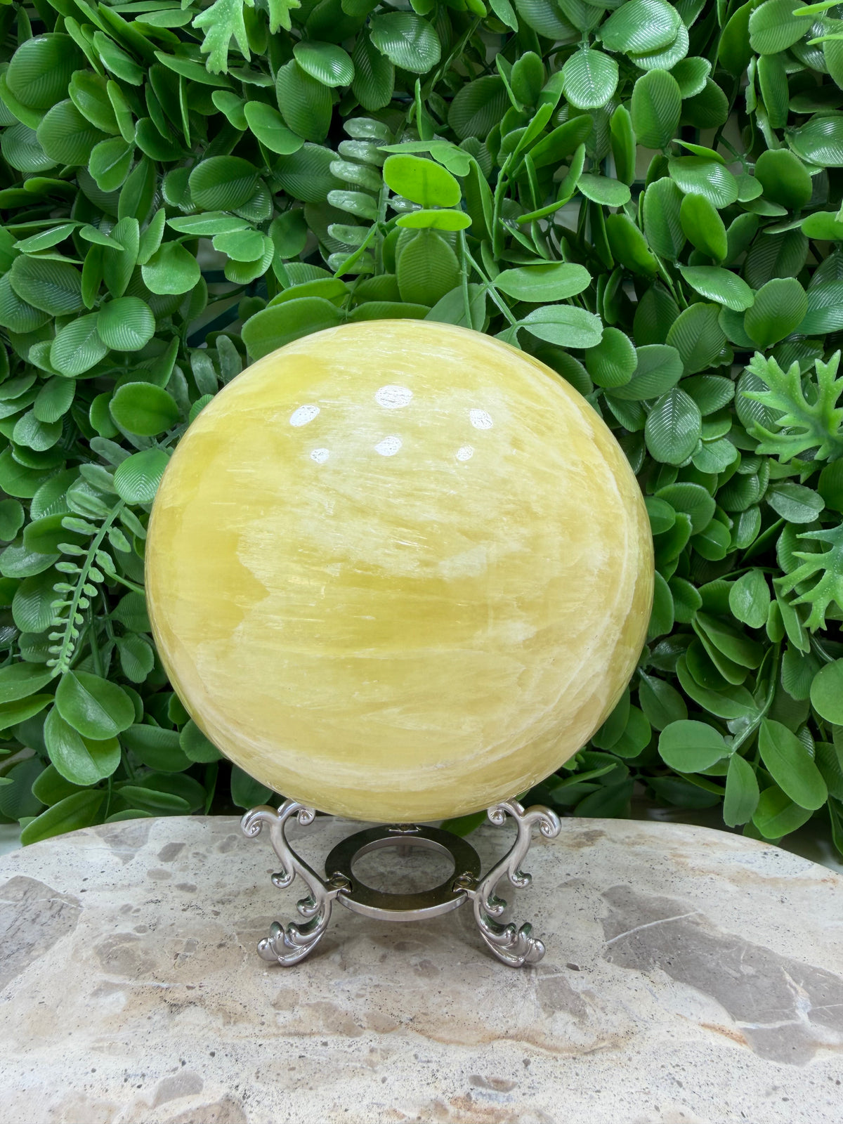 Lemon Calcite Sphere 2356g | Joy • Confidence • Motivation