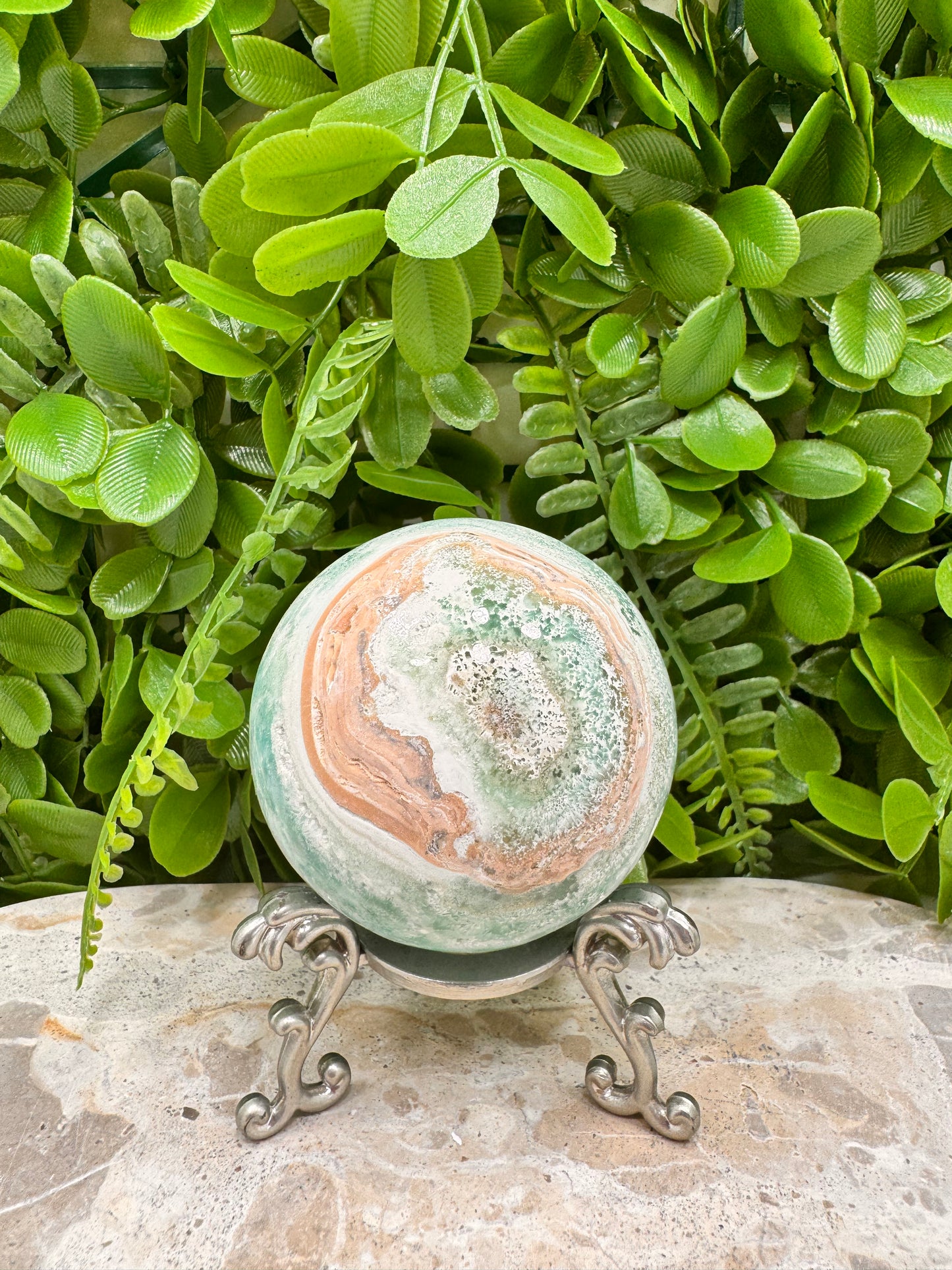 Blue Aragonite Sphere 392g