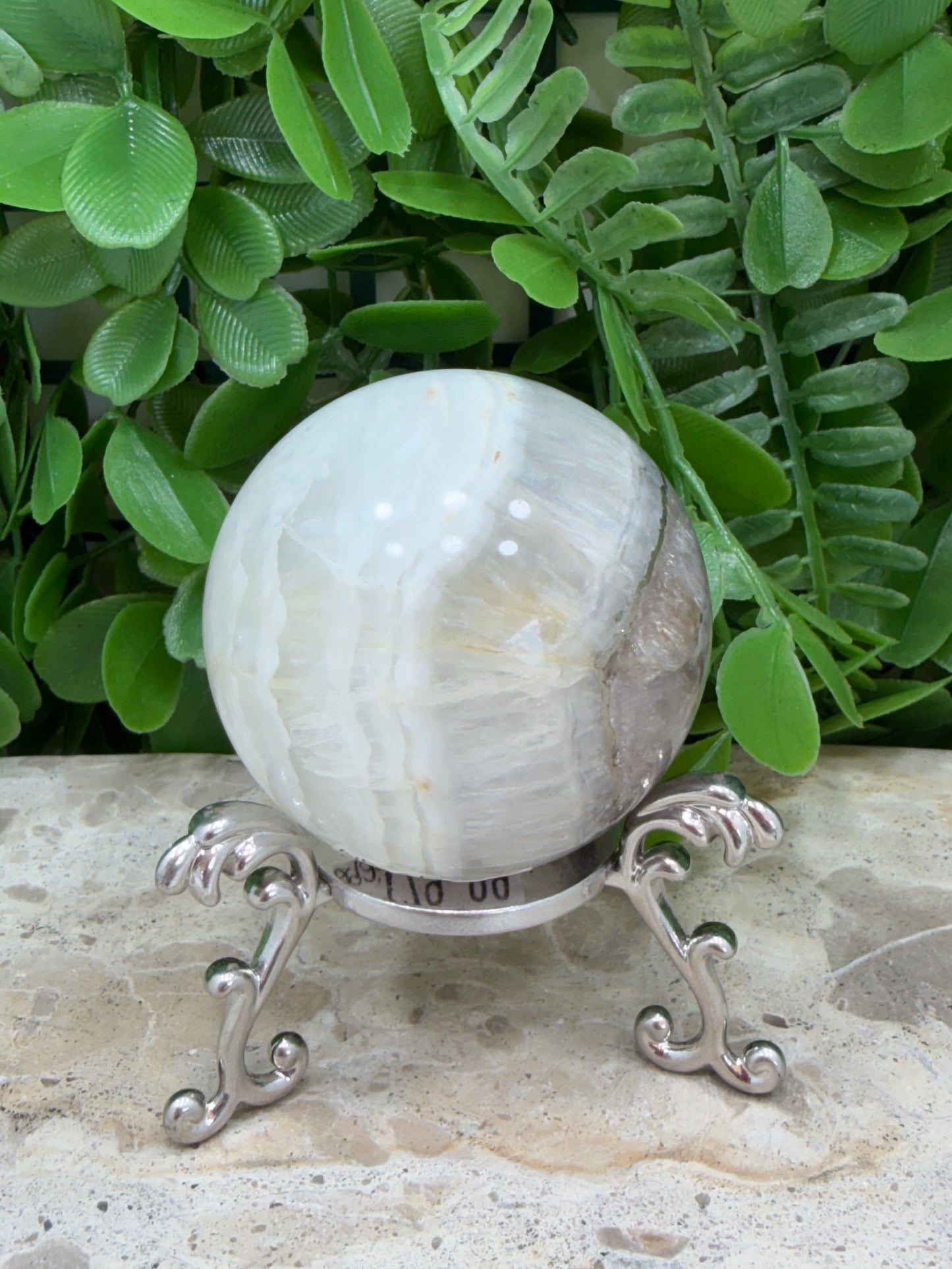 White Fluorite with Pyrite Sphere 292g