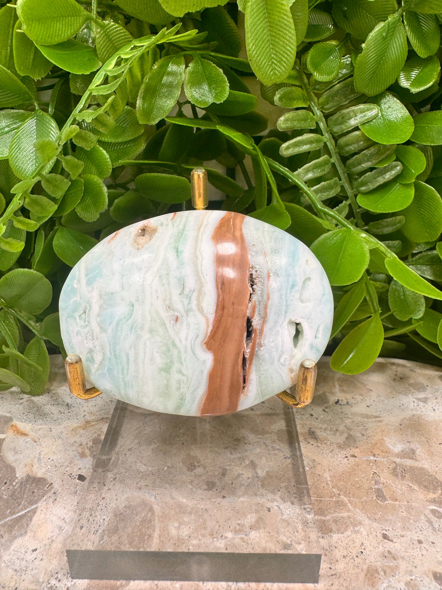 Blue Caribbean Calcite Palm Stone 126g