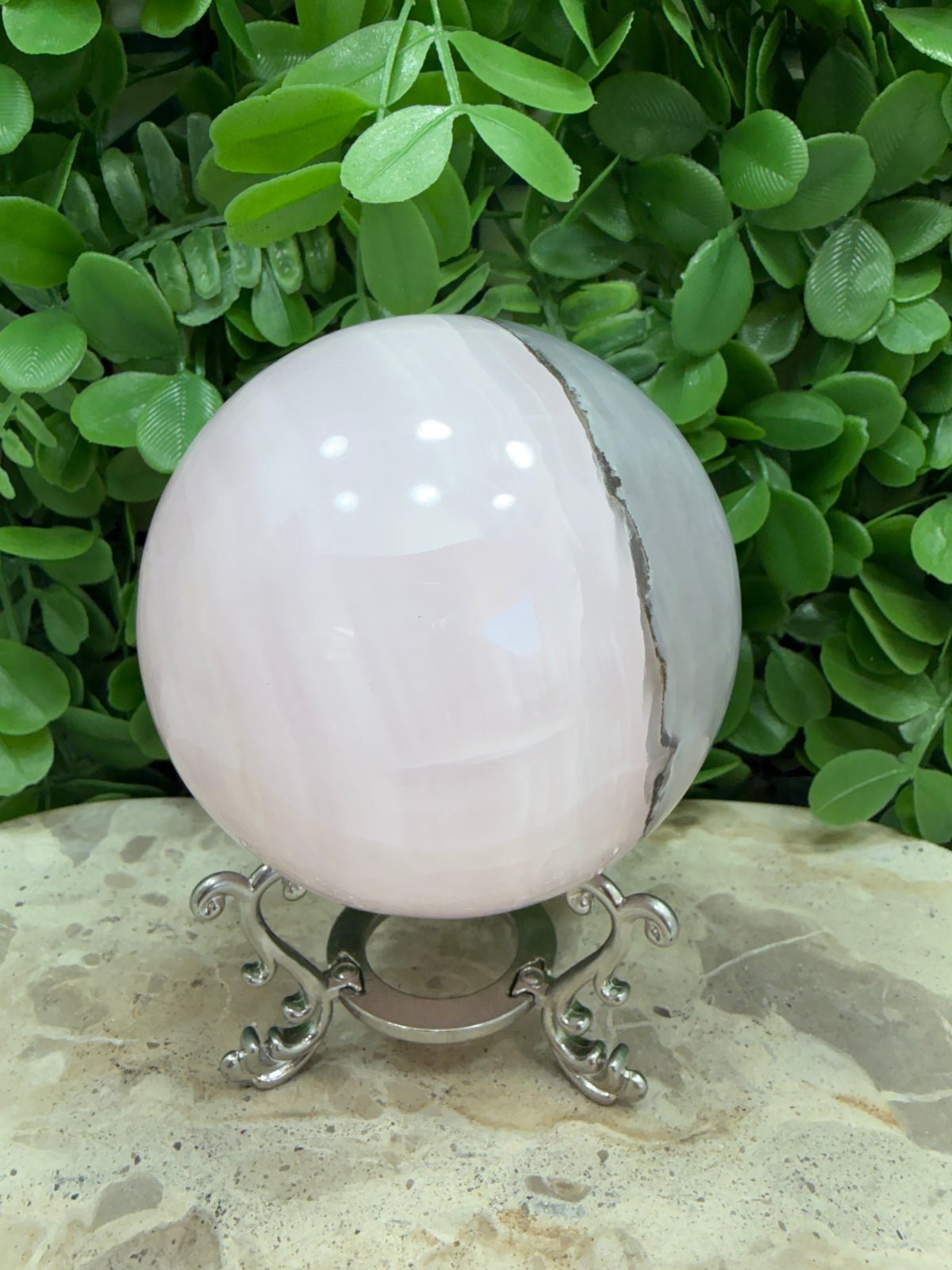 Smokey Pink Mangano UV Sphere 924g | Love • Compassion • Calm