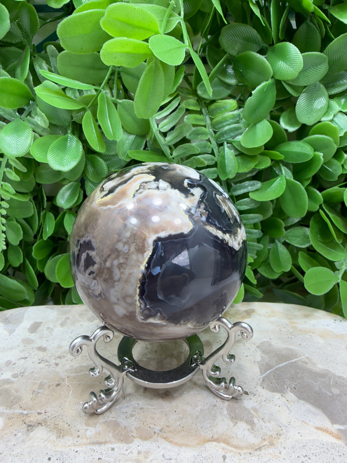 Volcanic Agate Sphere | Grounding • Protection • Strength