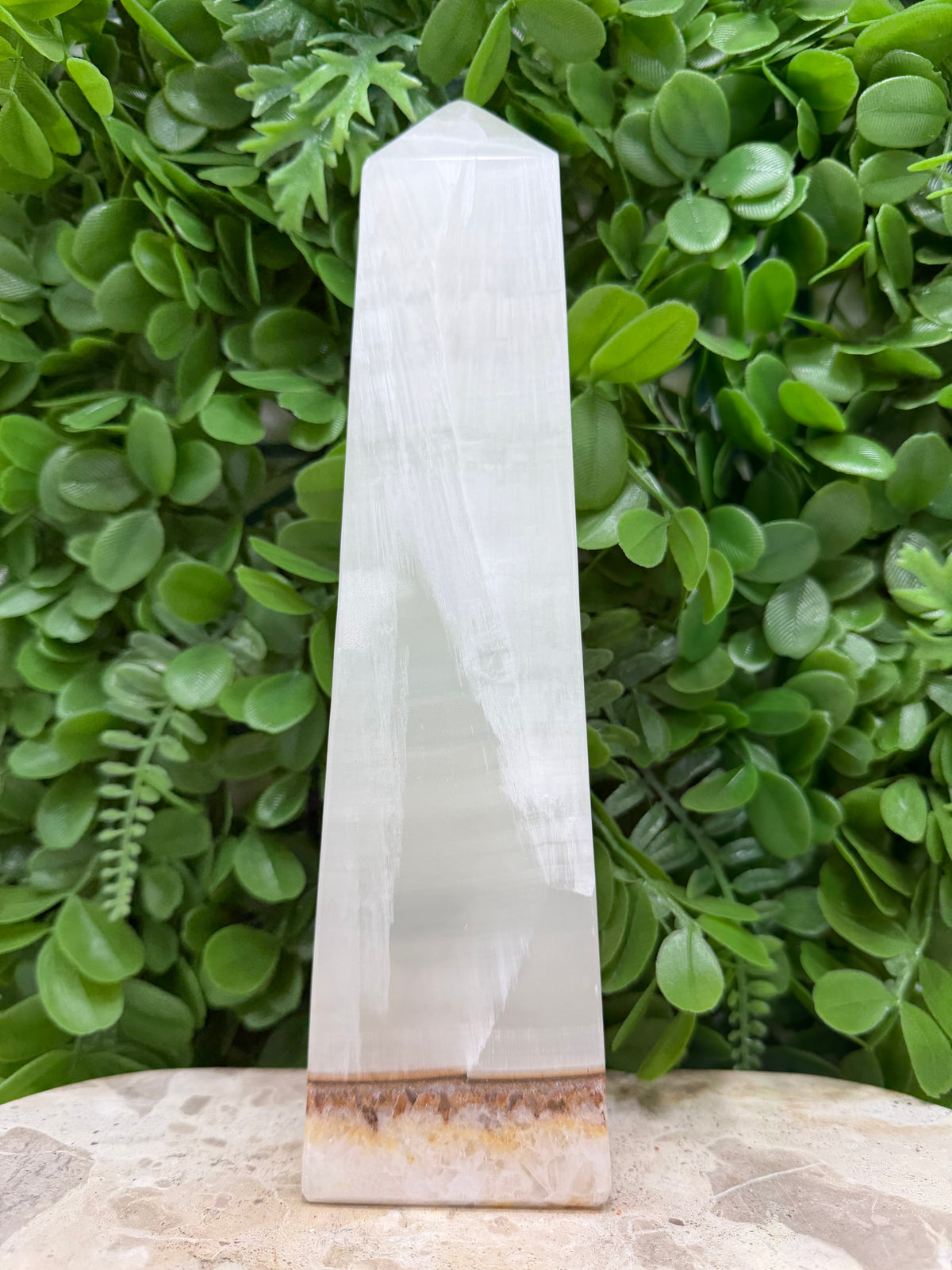 Dendritic Silky White Calcite Tower | Calm • Clarity • Balance