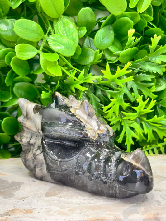 Volcanic Agate Dragon Skull 558g